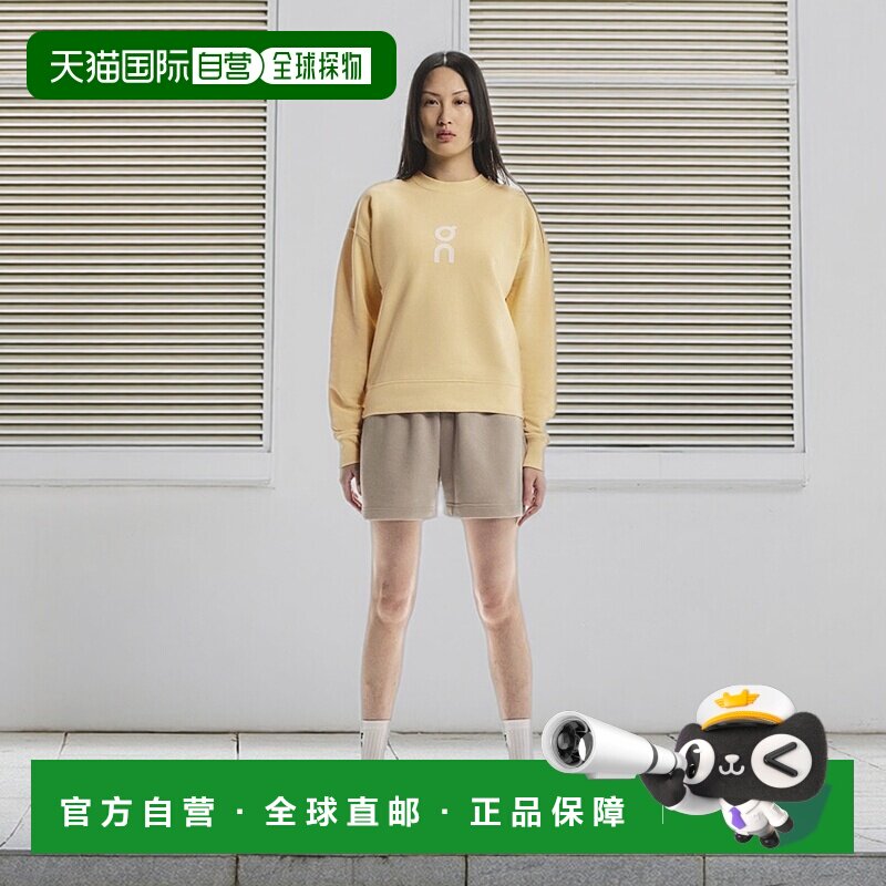 自营欧洲直邮On/昂跑 Club系列女士花蜜色有机棉logo标识圆领卫衣