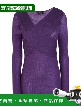 香港直邮Tom Ford 汤姆 福特 女士 毛衣 Purple 紫色羊绒时尚舒适