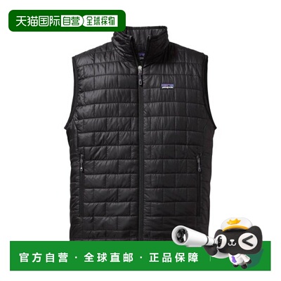 自营欧洲直邮PATAGONIA NANO PUFF男士黑色再生聚酯羽绒马甲背心