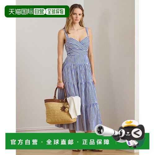 自营欧洲直邮Ralph Lauren拉夫劳伦 女士棉质条纹吉普赛连衣裙