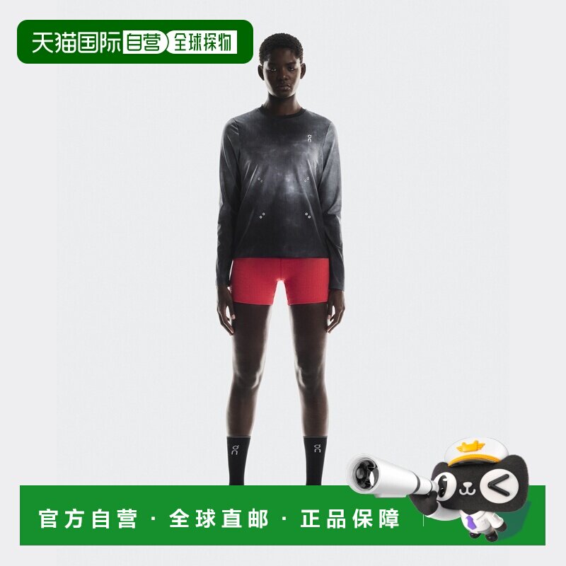 自营On昂跑 Pace女士黑色聚酯纤维网眼长袖T恤