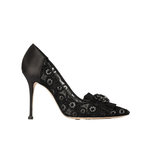 香港直邮Manolo 蕾丝宝石装 饰高跟鞋 42520930001 Blahnik