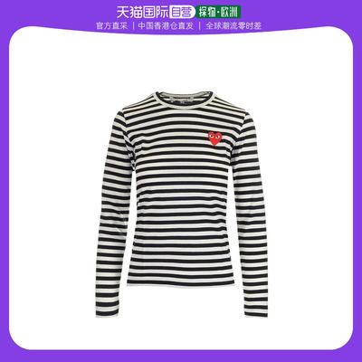 香港直邮Comme Des Garcons CDG PLAY STRIPED T-SHIRT RED HEART