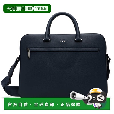 1h可退 香港直邮BOSS 波士 男士 海军蓝 Logo-Embossed Faux-Leat