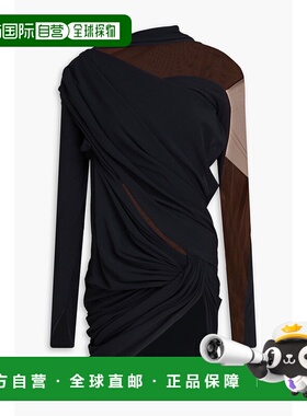 香港直邮Mugler 穆勒 女士 薄纱拼块弹力绉迷你连衣裙 23S1RO1473