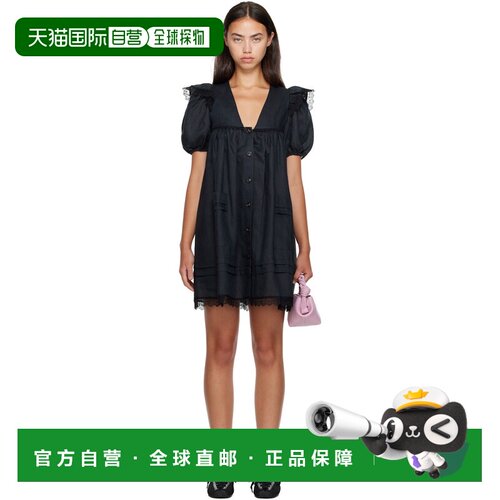 香港直邮GANNI 甘尼 女士 黑色连衣裙 A1030577099