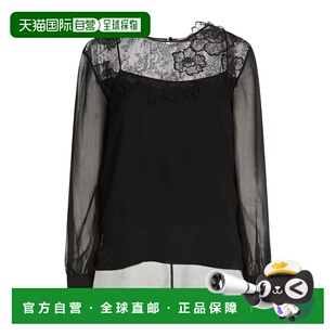 1h可退 香港直邮Nina Ricci 莲娜丽姿 女士 真丝上衣 black黑色