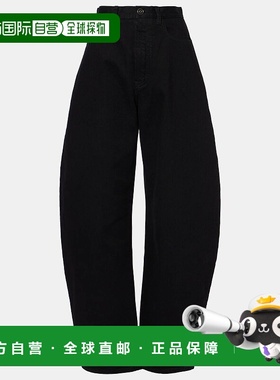 1h可退 香港直邮Alaia 女士 Barrel-leg 牛仔裤 black黑色 舒适时