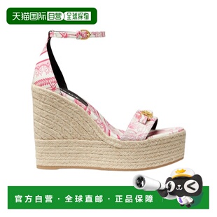 香港直邮Versace 10141001A15342 草编厚底坡跟凉鞋