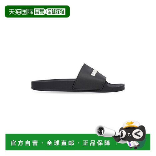 自营欧洲直邮Balenciaga巴黎世家 Pool女士黑色聚氨酯logo标识凉