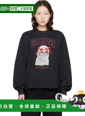 1h可退 香港直邮GANNI 甘尼 女士 黑色 Poodle 长袖 T 恤 A1050