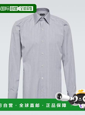 香港直邮Tom Ford 汤姆 福特 男士 格纹棉府绸衬衫 000998