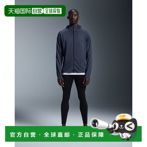自营欧洲直邮ON昂跑 Climate系列男士午夜蓝聚酯纤维拉链口袋连帽