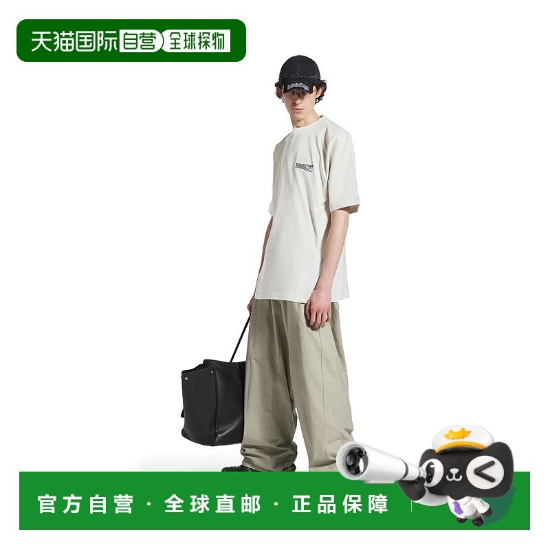 欧洲直邮BALENCIAGA (2025新品) 女式政治运动合身大号T恤 白色