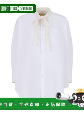 香港直邮Marni 蝴蝶结白色有机府绸衬衫 CAMA0653QSTCY67