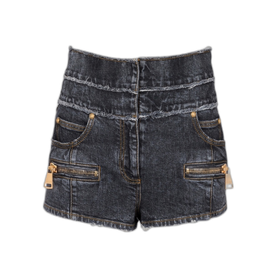 香港直邮Balmain 高腰迷你牛仔短裤 AF1MA095DD10直筒休闲裤