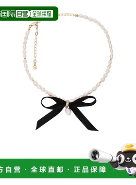 香港直邮Ettika  天鹅绒蝴蝶结精饰珍珠短项链 CH1056BLKG
