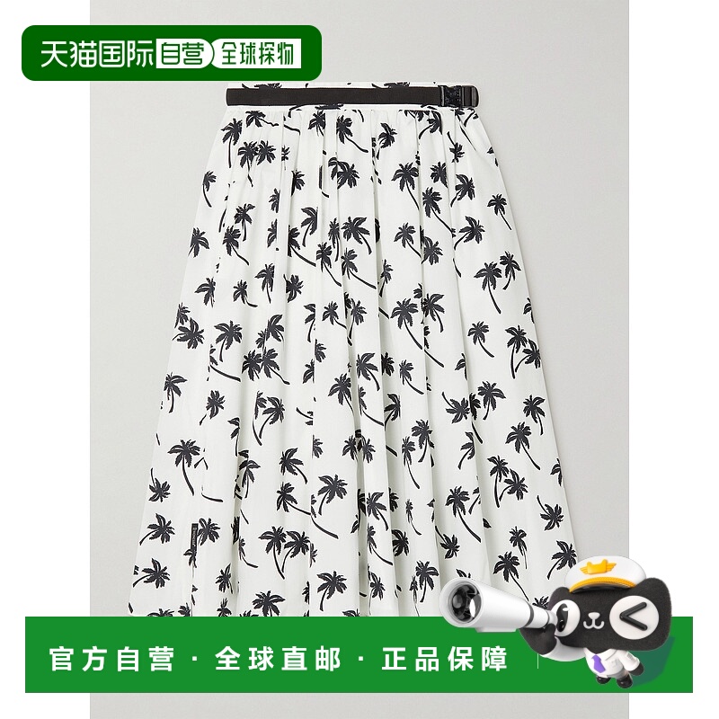 1h可退 香港直邮Moncler 盟可睐 女士 配腰带褶裥印花软壳面料半