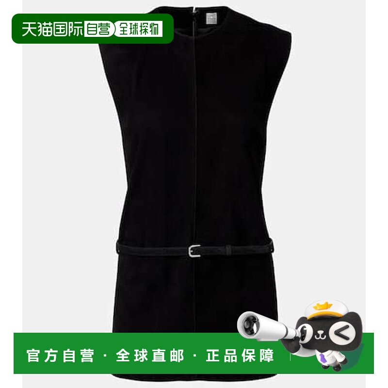 香港直邮toteme 女士 束带绒面革迷你连衣裙 black黑色 舒适时尚