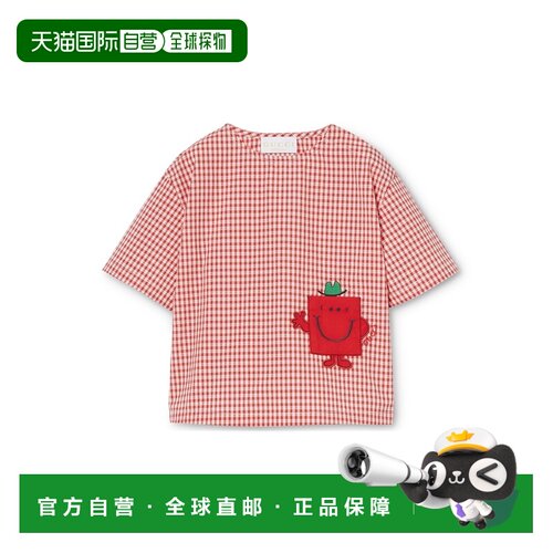 欧洲直邮GUCCI古驰 MR. MEN LITTLE MISS婴儿红/白色棉质格子T恤