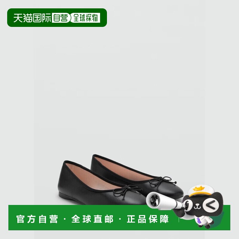 欧洲直邮Mango芒果 儿童黑色蝴蝶结芭蕾平底鞋图片