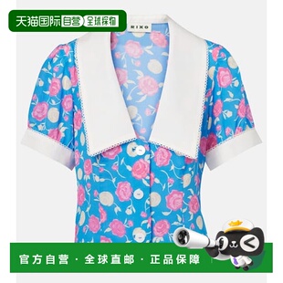 香港直邮RIXO 女士 Zinia 花朵真丝衫 blue蓝色 舒适时尚