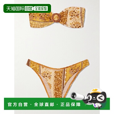1h可退 香港直邮ZIMMERMANN 女士 Lucky 印花抹胸比基尼 4623WSS2