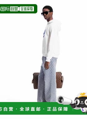 自营1h可退 欧洲直邮LV路易威登 Damier男士靛蓝色棉珍珠母纽扣牛