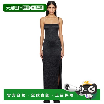 1h可退 香港直邮GANNI 甘尼 女士 黑色褶皱连衣裙 F8689 black黑