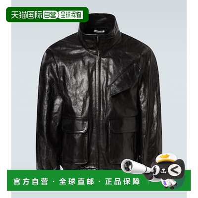 1h可退 香港直邮AURALEE 男士 皮革短夹克 black黑色 舒适时尚