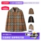自营BURBERRY博柏利 男士 棉质网格纹长排扣棉服新年礼物