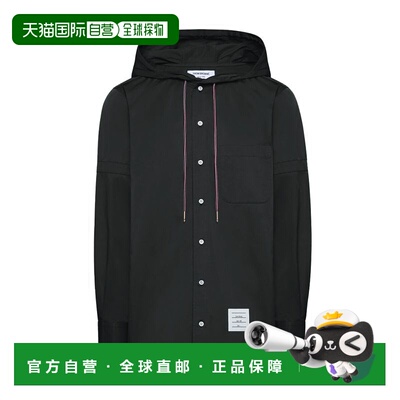 1h可退 香港直邮Thom Browne 汤姆 布朗 男士 黑色 Hooded Nylon