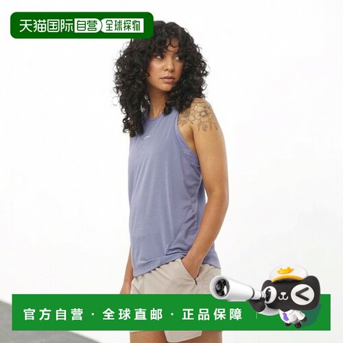 自营欧洲直邮Salomon Shakeout女士蓝花岗岩色聚酯纤维运动背心