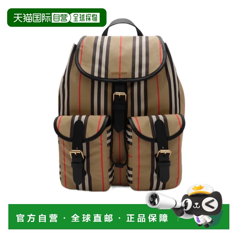 香港直邮BURBERRY/博柏利 女士 标志性条纹背包 25SS双肩包