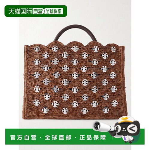 香港直邮Rabanne 女士 Sac A Main 精饰拉菲草编织手提包 26ASS05