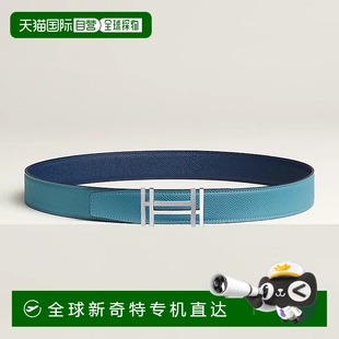 牛仔蓝 1h可退 男士 欧洲直邮Hermes 海军蓝小牛皮腰带32mm 爱马仕