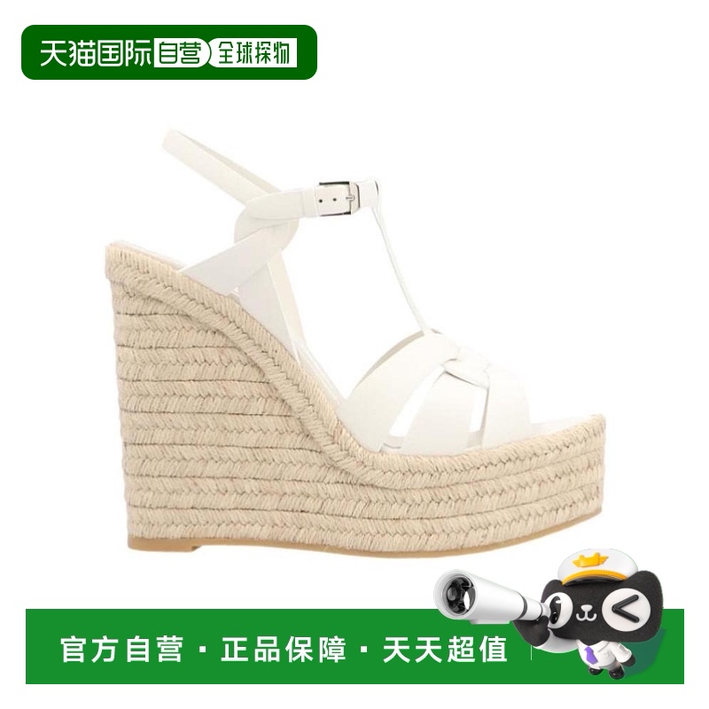 香港直邮Saint Laurent 草编坡跟凉鞋 611924BZC00真皮