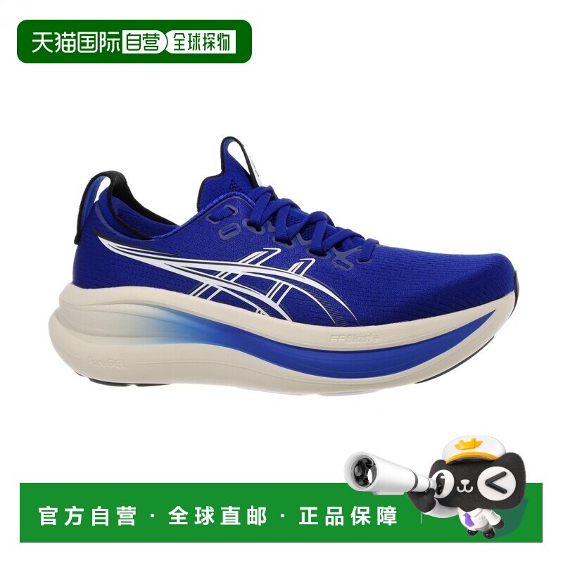 自营欧洲直邮ASICS亚瑟士 Gel-Nimbus 28男士钴蓝色/白色网布跑鞋