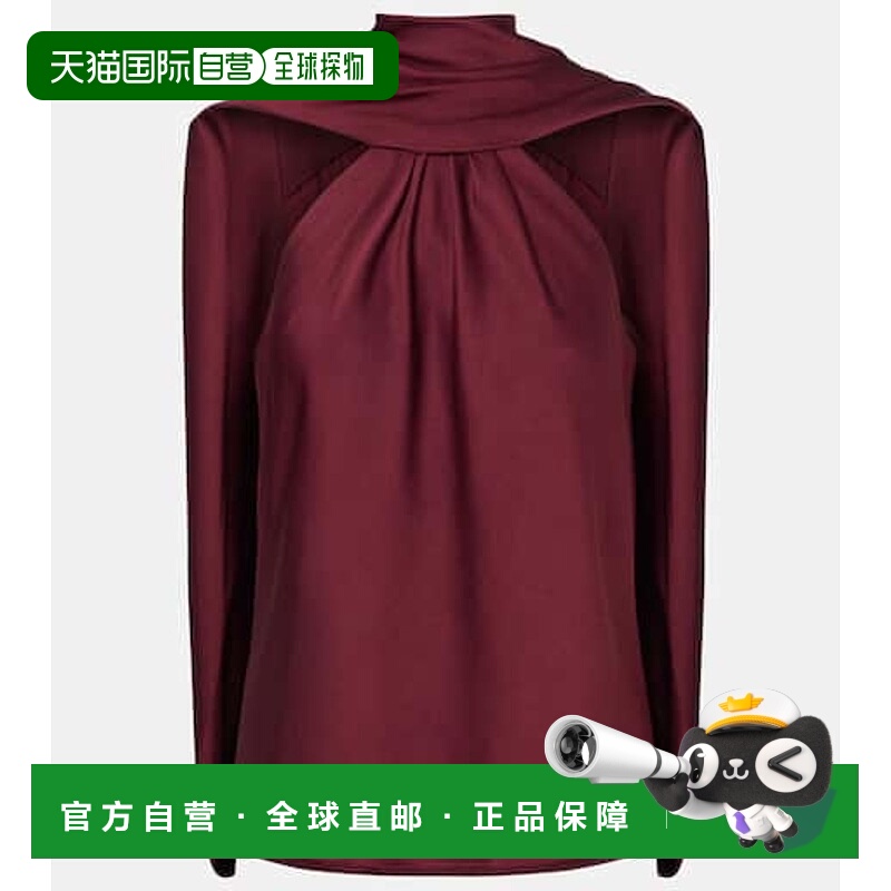 1h可退 香港直邮Simkhai 女士 Scarlett 披肩缎面上衣 red红色 舒