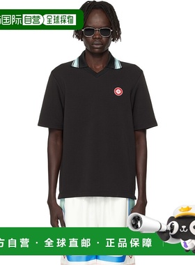 香港直邮Casablanca 男士 黑色 Double V-Neck Polo 衫 MPF25JTP3
