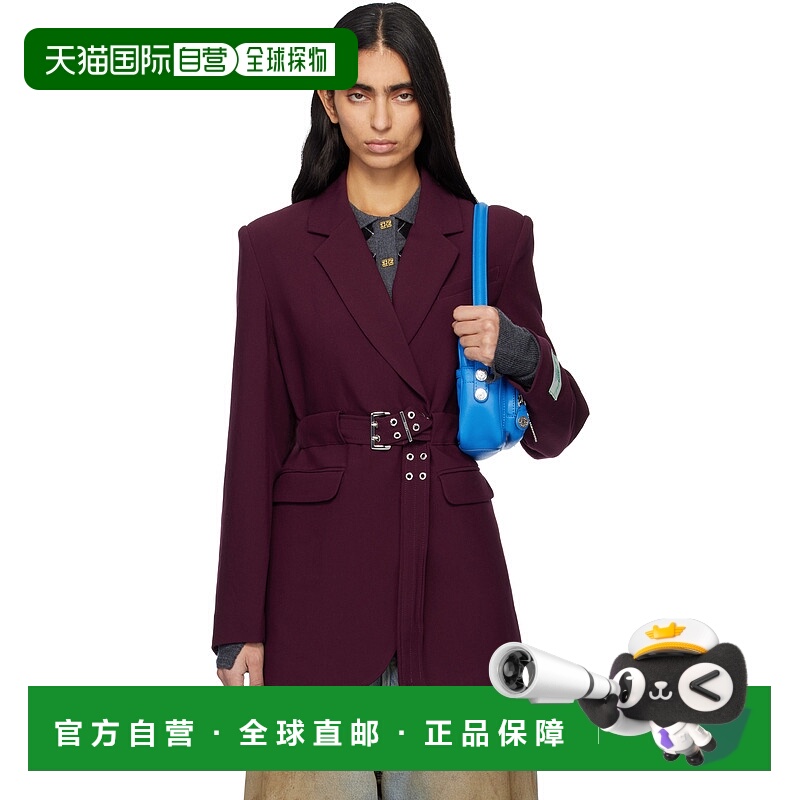 香港直邮GANNI 甘尼 女士 酒红色 Future Twill Suiting 西装外套