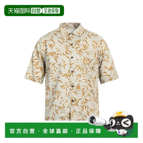 1h可退 香港直邮Saint Laurent 圣罗兰 男士 花纹衬衫 green绿色