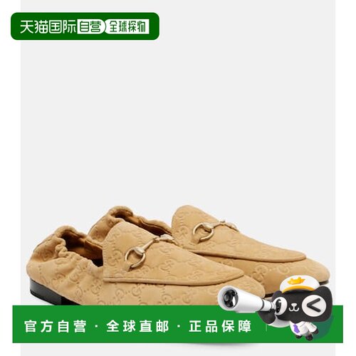 1h可退香港直邮Gucci 古驰 女士 GG 马衔扣绒面革乐福鞋女鞋一脚