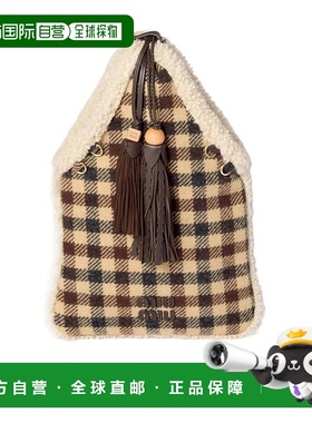 香港直邮Miu Miu 格子布和羊毛皮手提包 5BA2952ID6VOOO缪缪