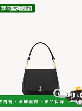 自营欧洲直邮YSL圣罗兰 VOLTAIRE系列女士黑色小牛皮磁吸按扣手提