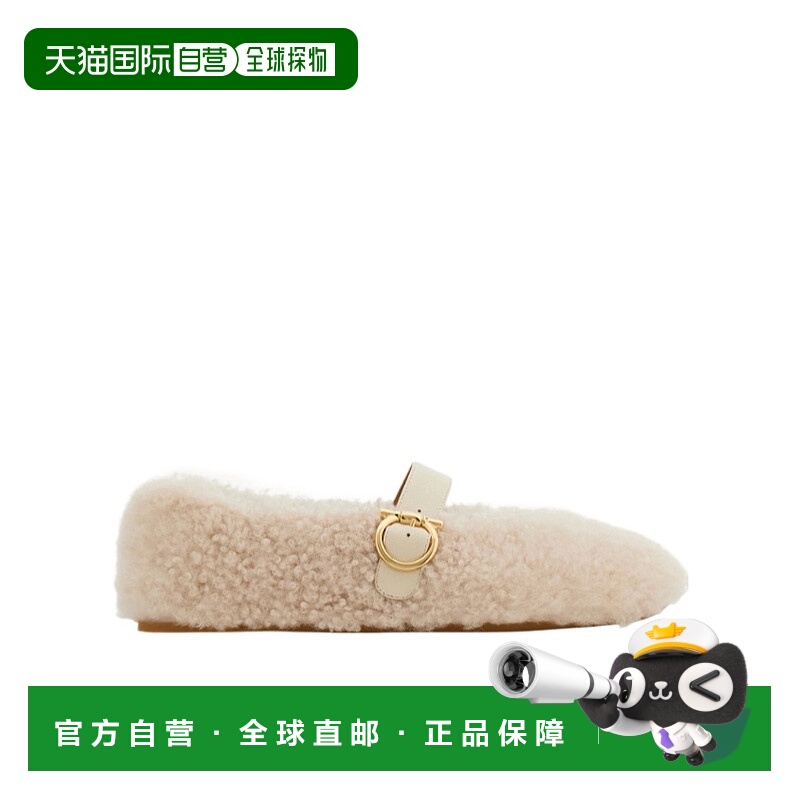 香港直邮Salvatore Ferragamo 羊毛芭蕾平底鞋 01K586皮鞋