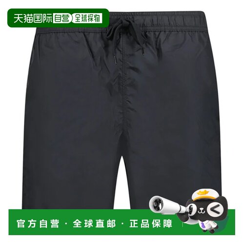 自营Burberry/博柏利 男士黑色聚酰胺后腰字母贴片抽绳短短裤