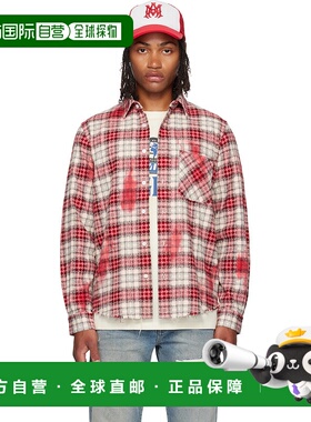 香港直邮AMIRI 男士 红色 & 白色 MA Quad Bleach Flannel 衬衫 A