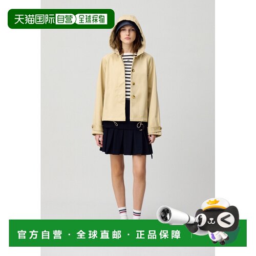 自营欧洲直邮Claudie Pierlot 女士浅米色派克连帽轻质大衣长袖