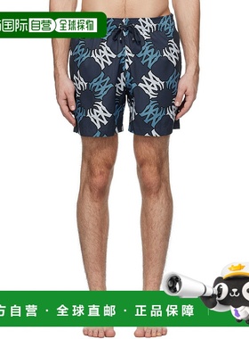 1h可退 香港直邮AMIRI 男士 海军蓝 MA Quad 泳裤 AMSWTK1027